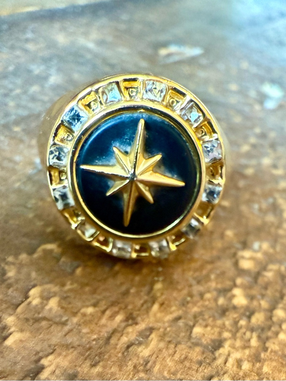 J. Crew Gold Ring with Black Enamel Star